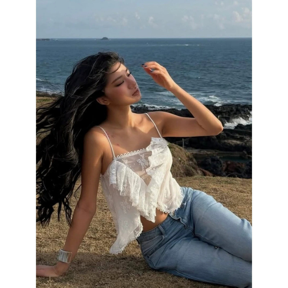 Zara Summer Vacation Ruffle Lace Camisole Top